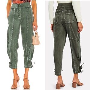 Ulla Johnson Kingston High Waist Army Green Military Jeans - 0
